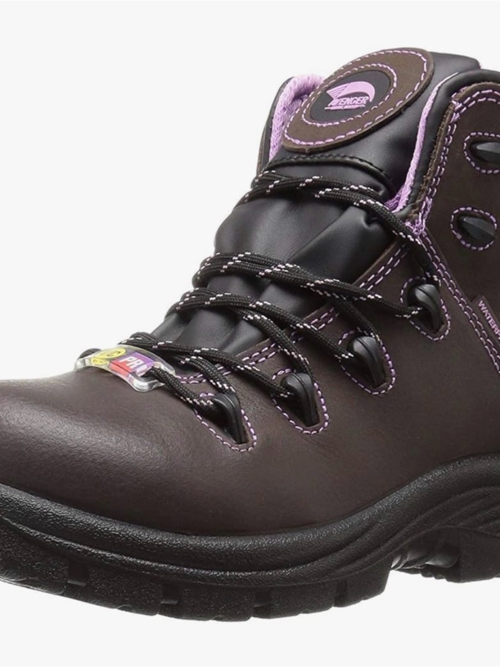 Avenger Work Boots 
Waterproof Brown Boot with Purple Stitching and Black Laces